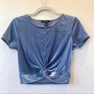 Forever 21 Blue Velour Crop Top